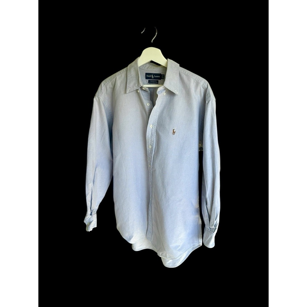 Vintage Ralph Lauren Yarmouth Shirt Mens 16.5 33 Blue Stripe Pinpoint Oxford
